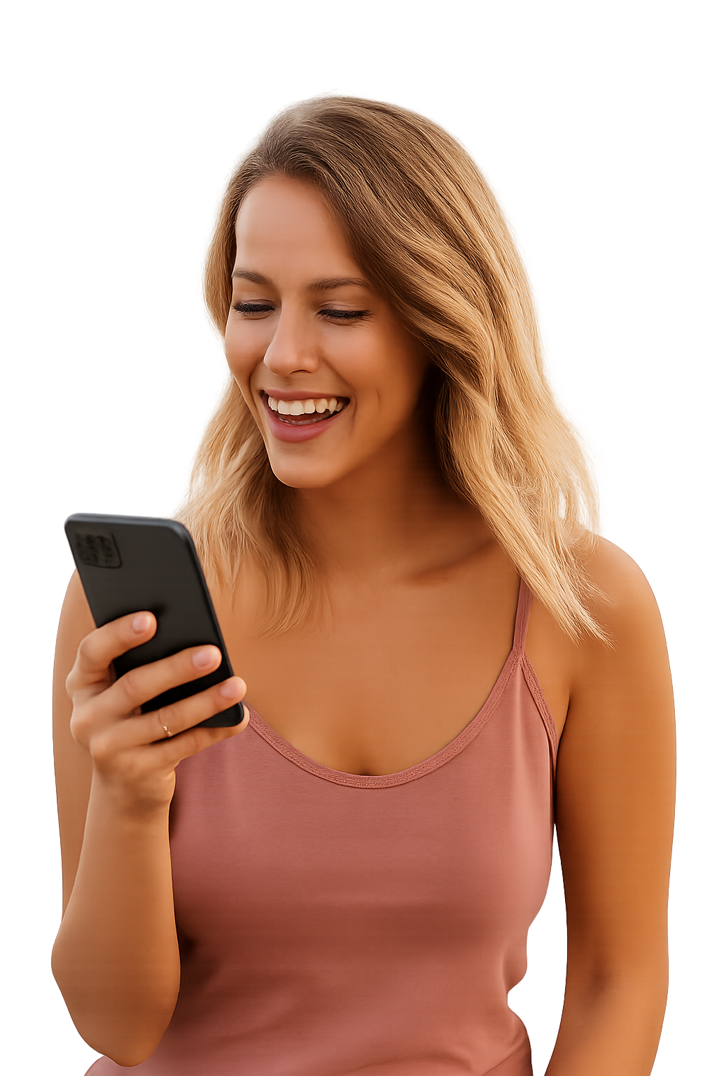 Usuária feliz usando o Chat GP